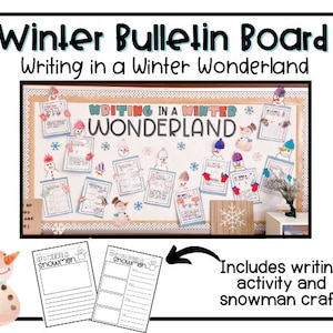 Writing in a Winter Wonderland Bulletin Board Decor | Snowman Craftivity