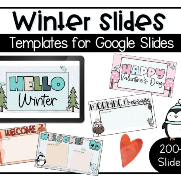 Winter Themed Google Slides Templates | December | January | February