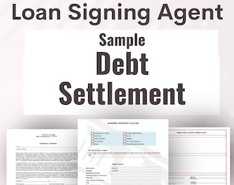Loan Signing Agent Sample Debt Settlement| Debt Settlement Signing| Practice Loan Documents| Mobile Notary Documents| Debt Settlement| Loan