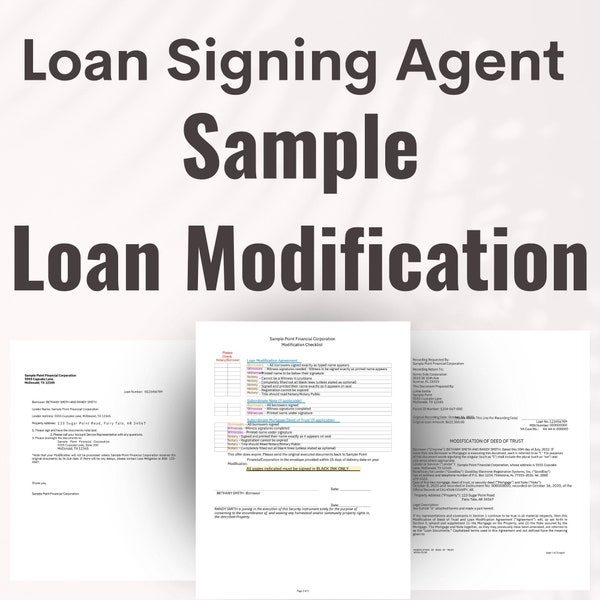 Loan Signing Agent Sample Loan Modification | Practice Loan Documents | Loan Modification Sample Documents | Mobile Notary Documents