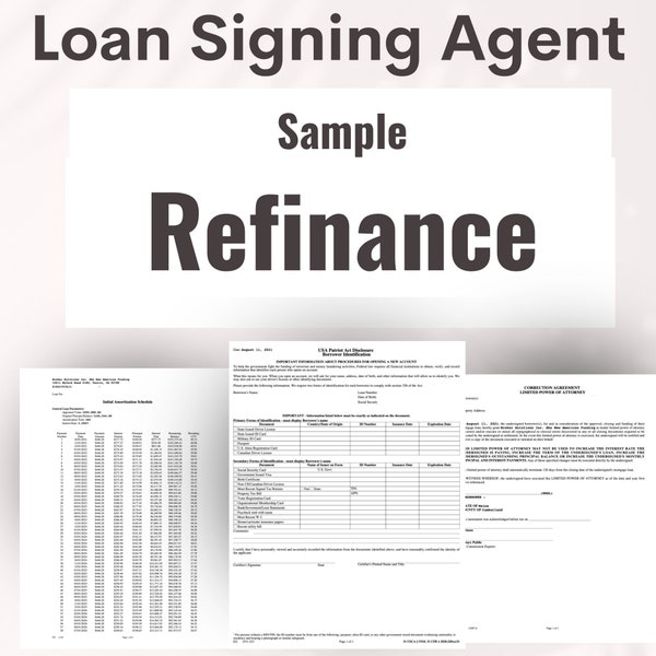 Loan Signing Agent Sample Refinance | Practice Loan Documents | Refinance Sample Documents | Mobile Notary Documents |Refinance Loan Signing