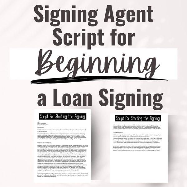 Signing Agent Script for Beginning a Loan Signing
