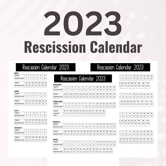 2023 Rescission Calendar Rescission Calendar 2023 Loan - Etsy