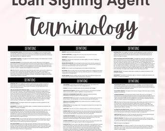 Terminología del agente de firma de préstamos / Definiciones de bienes raíces / Definiciones para notarios móviles / Definiciones del agente de firma / Términos para LSA