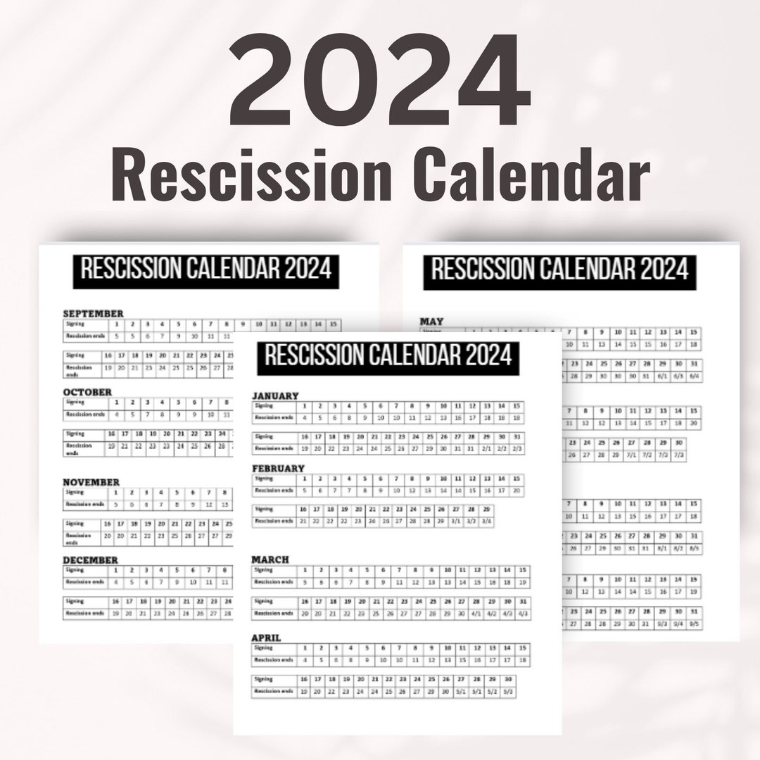 2024 Rescission Calendar Rescission Calendar 2024 Loan Etsy