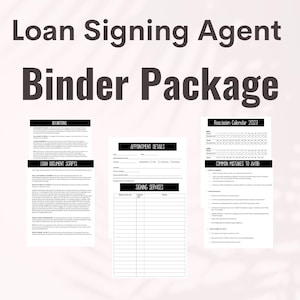 Mobile Notary Signing Agent Binder Package- Scripts, Definitions, Calendars, and Forms- Everything You Need a Successful Signing!