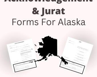 Formularios de reconocimiento y juramento de Alaska para notarios / Descarga digital en PDF imprimible para notarios