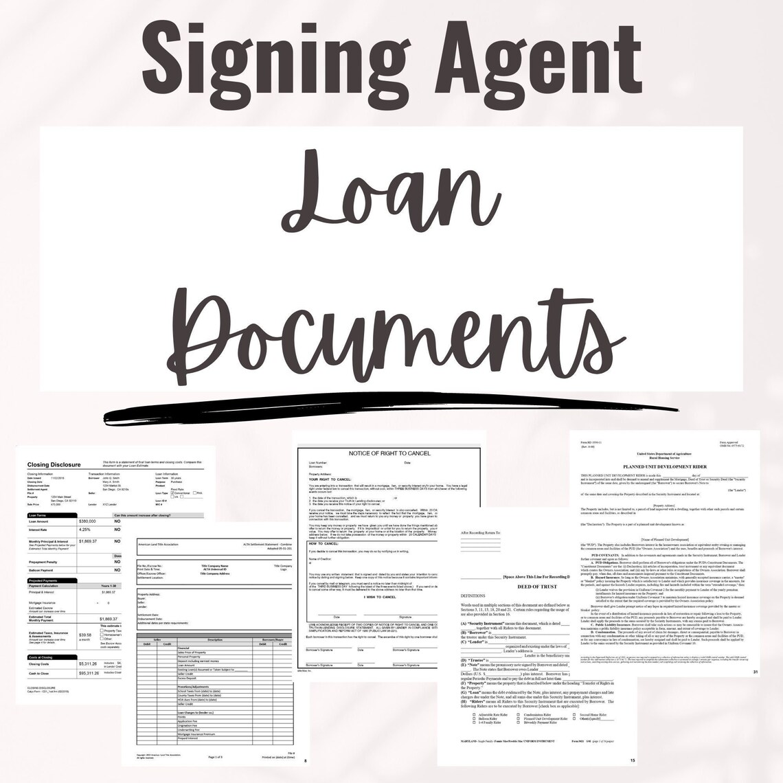 Loan Signing Agent Sample Loan Documents | Sample Loan Documents for ...