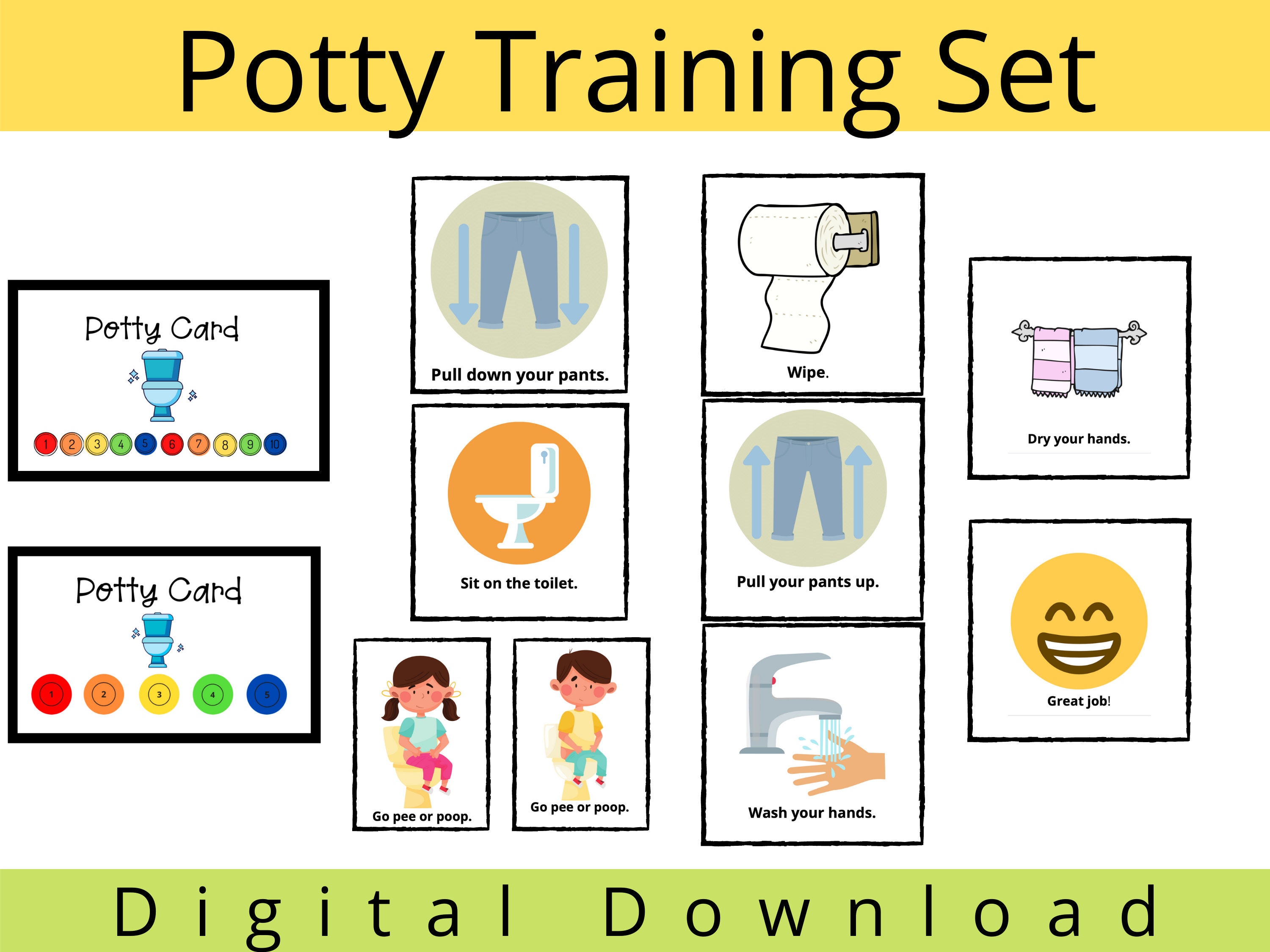 Potty Training Set I Toilet Training I Bathroom Visual Routine Etsy UK