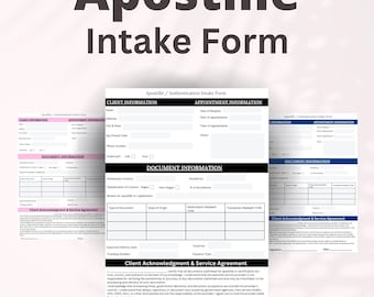 Formulario de admisión de apostilla / Hoja de solicitud de apostilla / Hoja de cliente de apostilla / Formulario de apostilla para notarios / Documento de servicio de apostilla para notarios