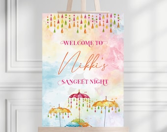 Letrero de bienvenida para Sangeet: decoración para bodas indias (impreso o digital)