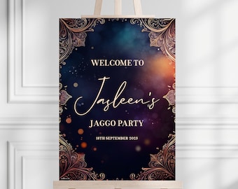 Cartel de bienvenida para bodas indias: Sangeet, Mehndi y Jaggo Party