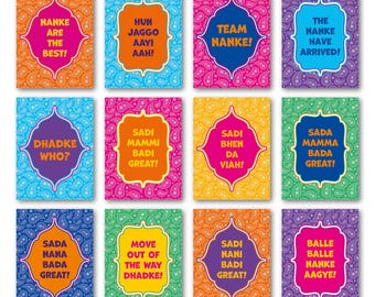 Letreros para bodas punjabíes / Nanke Mel, accesorios para fiestas Jaggo (descarga digital en PDF A3/A4)