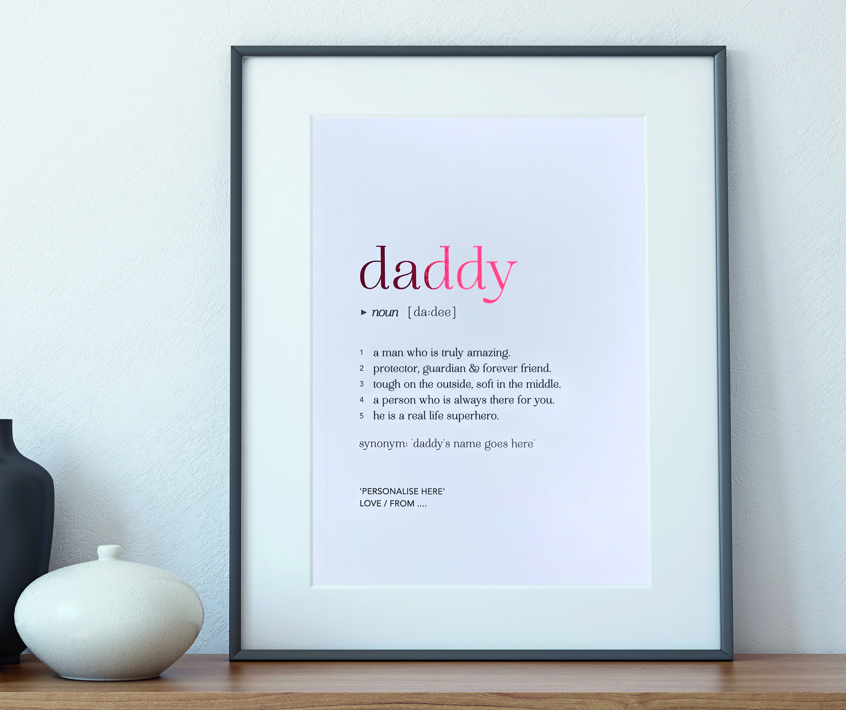 English Daddy Definition Print Personalised and Foiled Dad Etsy UK