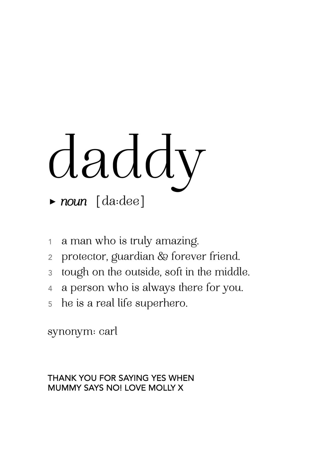 English Daddy definition print personalised and foiled dad Etsy