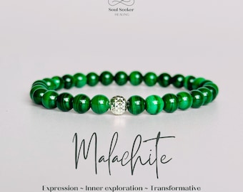 Genuine malachite bracelet, heart chakra, sterling silver malachite bracelet, 30th birthday gift for her, 40th birthday gifts for women