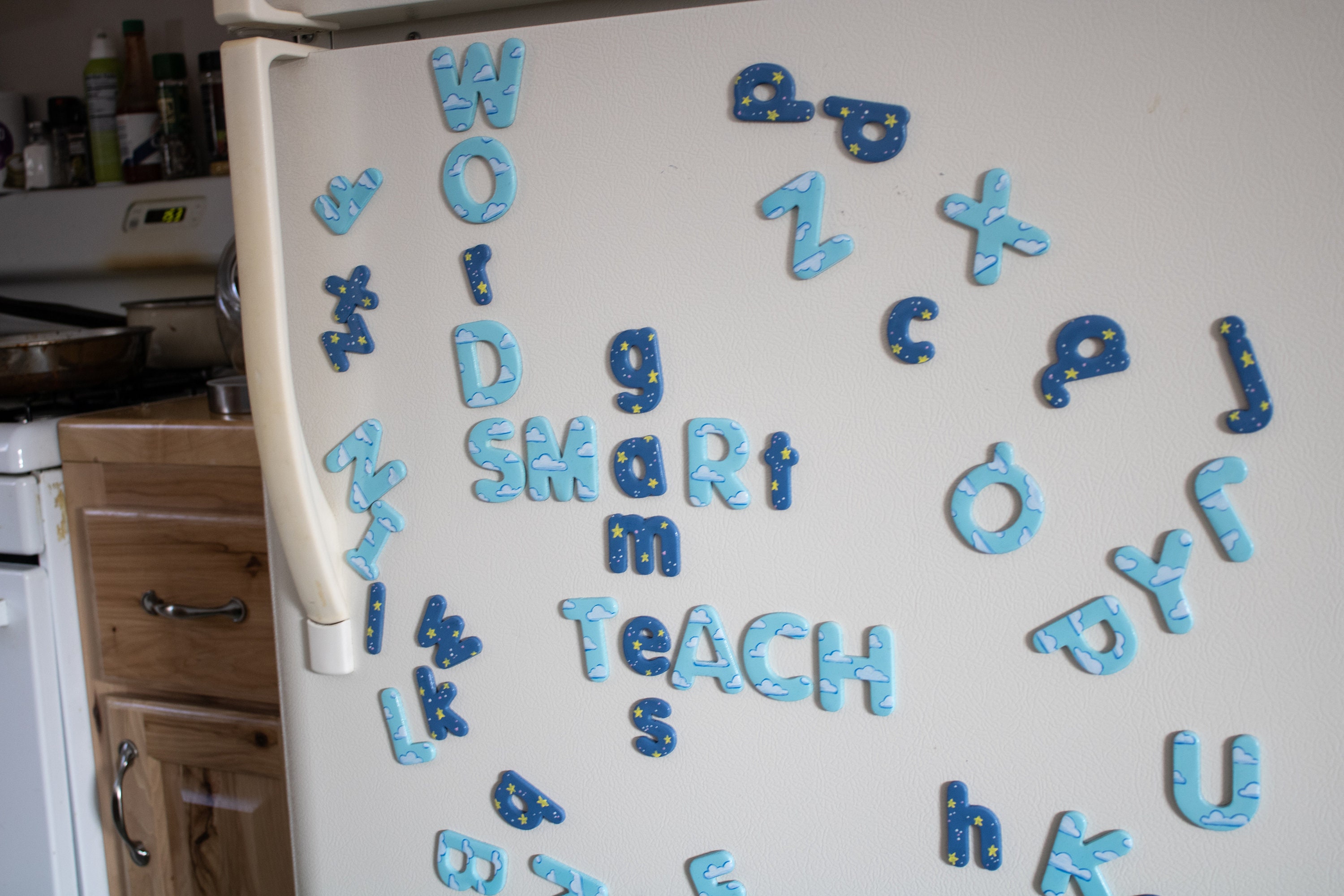Painted Alphabet Fridge Magnets Clouds and Stars/ Day and Night Sky - Etsy