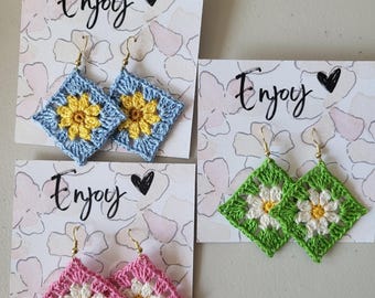 Orecchini all'uncinetto "Nonna" - Design Girasole/Margherita