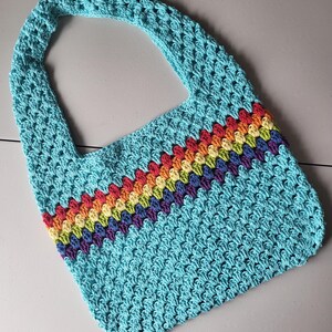 Borsa tote all'uncinetto - Punto nonna e punto cuore Arcobaleno
