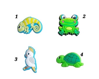 Croc Shoe Charms - Croc Jibbitz - Gecko Frog Parrot Turtle Animals - PVC Shoe Charms - Freepost Australia