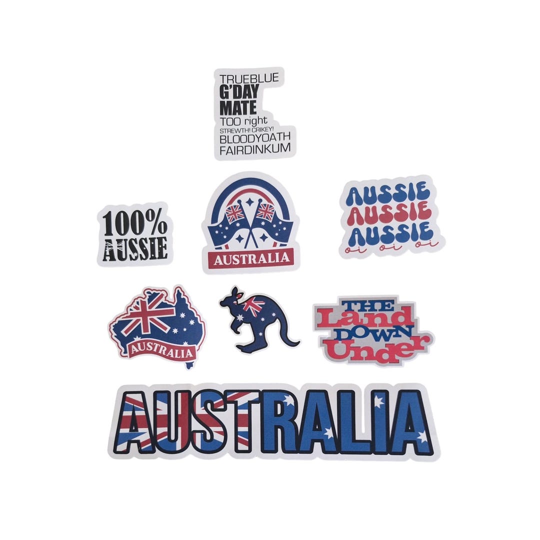 Aussie Themed Stickers Decals Vinyl Waterproof Laptop Water Bottle ...