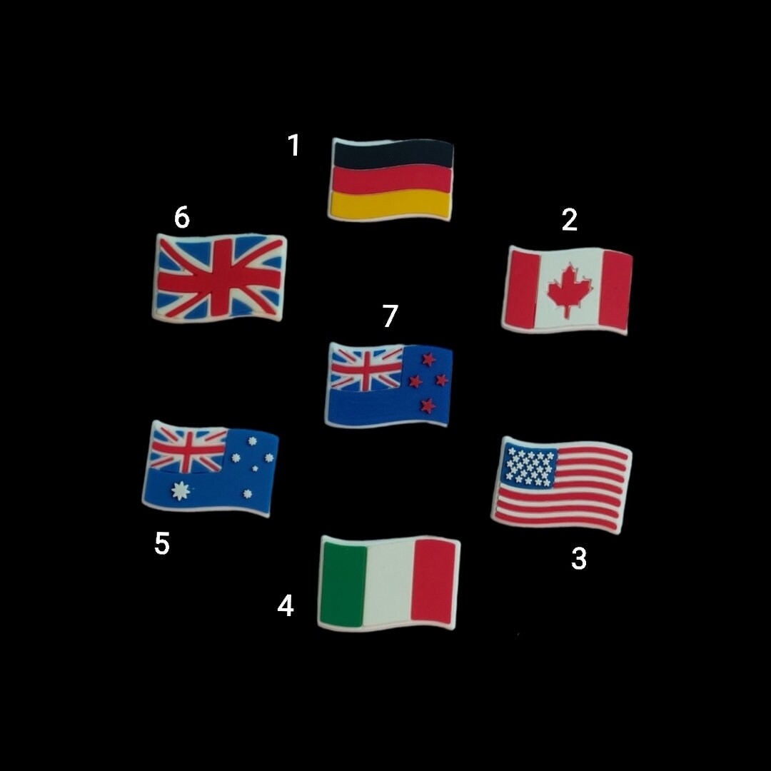 Croc Shoe Charms Croc Jibbitz FLAGS PVC Shoe Charms Freepost Australia