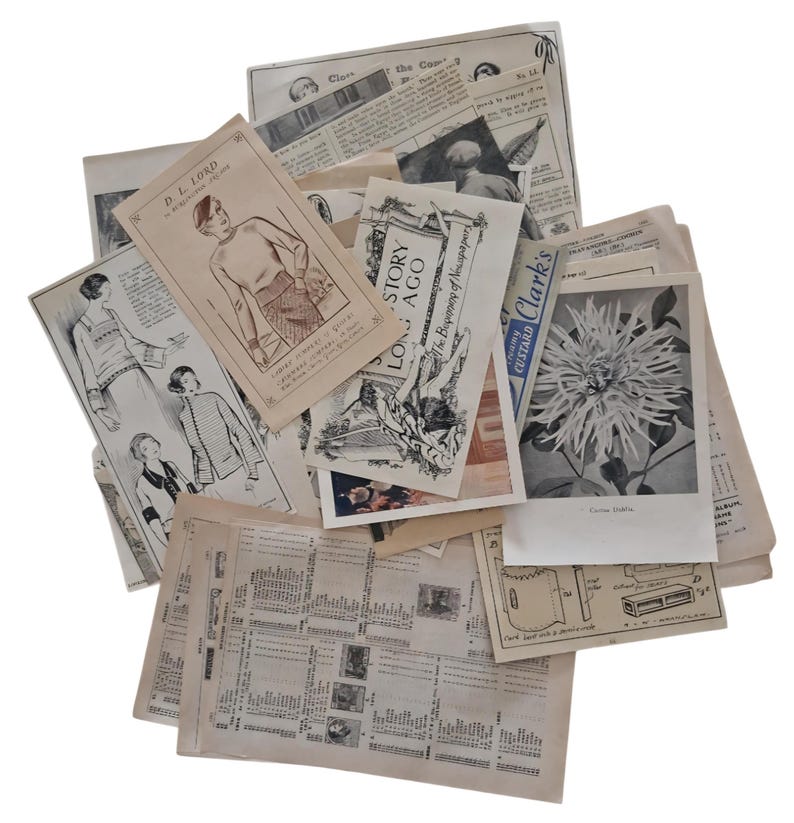 Vintage Antique 1890 1930 Genuine Ephemera 40 Bundle Junk Journal Paper ...
