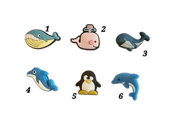 Croc Shoe Charms - Croc Jibbitz - Whale - Dolphin - Penguin - Funny - PVC Shoe Charms - Freepost Australia