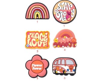 Shoe Charms for Crocs Hippy Festival Music Peace Love Groovy Summer Party - 1 or Multiple – One Tracked Postage Charge