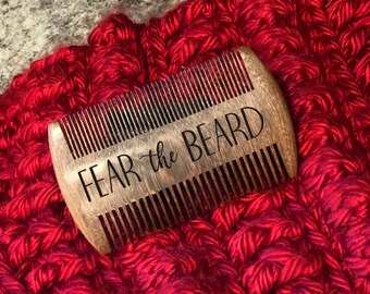 Wooden Engraved Beard comb