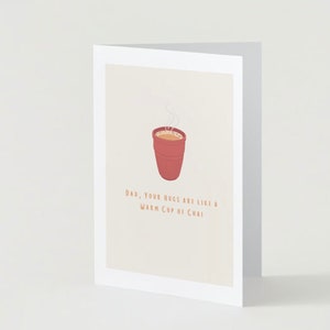 Indische Vatertagskarten, Deine Umarmungen sind wie eine warme Tasse Chai, Karte für Papa, Geburtstag, Danke, spezieller Papa, Hindi, Punjabi, Südasien