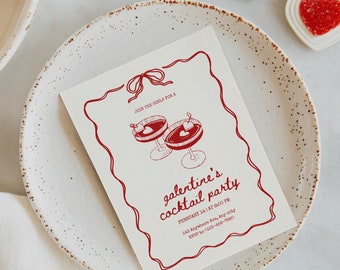 Galentine's Day Invite, Editable Valentine's Party Invitation Template, Valentine's Invitation,Galentine's Girls Night,Cocktail Party Invite