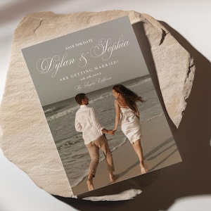 Printable Beach Wedding Save The Date Template Coastal Wedding Save The Date, Editable Wedding Save The Date Canva, Romantic Save the Date