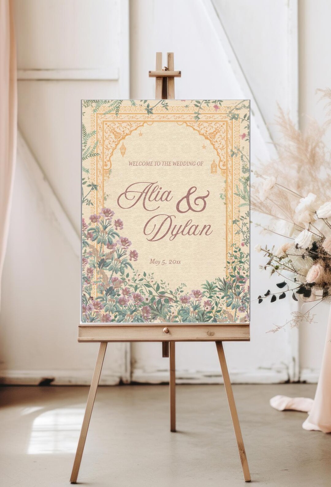 Elegant Wedding Welcome Sign: Floral Canva Template (digital Download ...