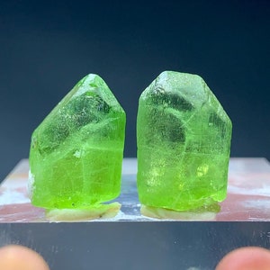 Natural Green Terminated Peridot Crystals Pair For Pendant , PRaw Peridot , Peridot Gemstone , Peridot Geode , weight - 10.20 Grams