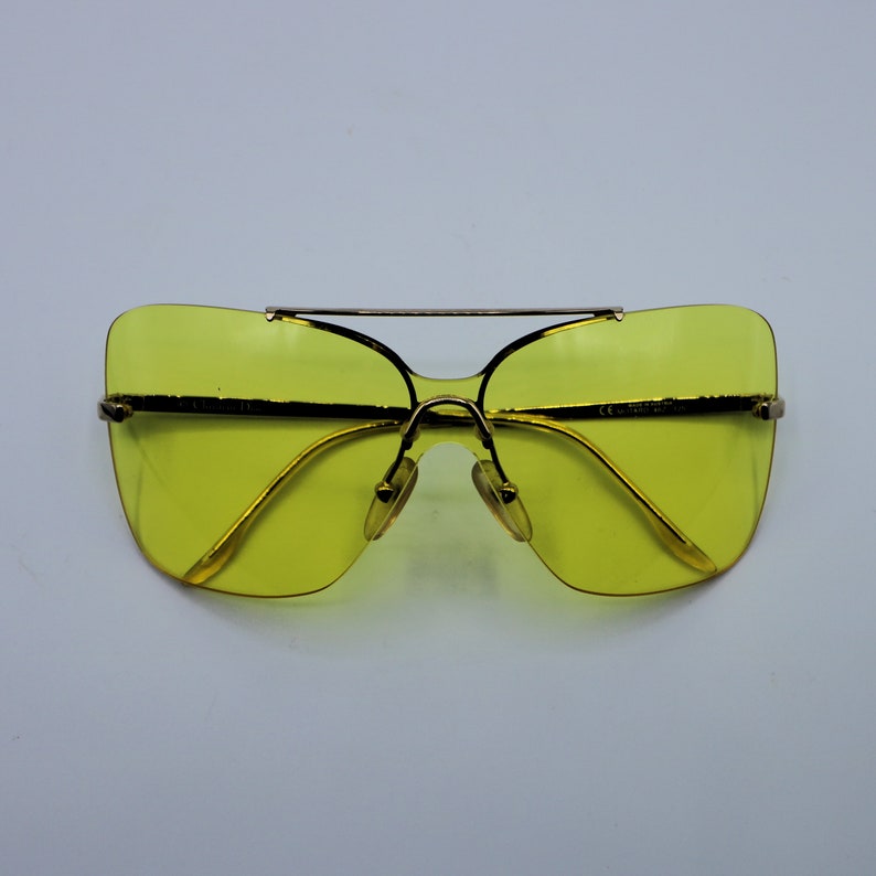 CHRISTIAN DIOR MOTARD Yellow Sunglasses Model 46z Vintage Authentic Designer Frames Rare