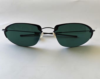 New Lazi Vintage Gun Metal & Green Sunglasses Made in Italy SL402