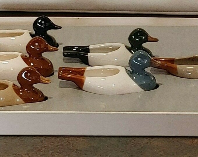 Vintage COY DUCKS Ceramic Duck Ashtrays for the Sportsman With Box Set