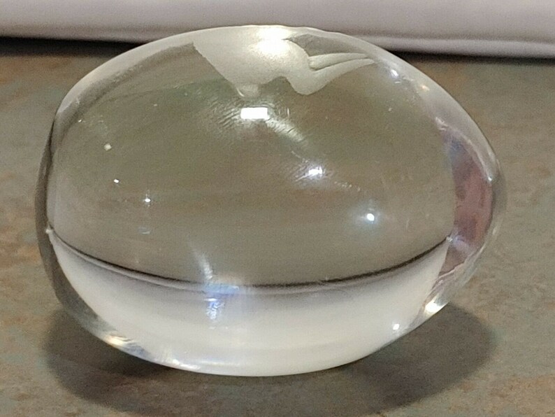 Vintage Ekenäs of Sweden Lead Crystal Egg Paperweight Easter Bunny