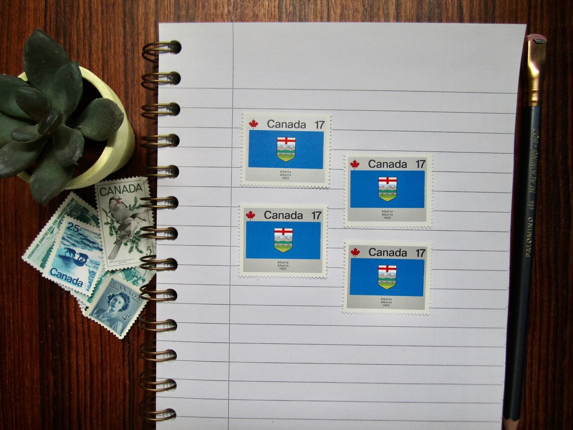 4 Alberta Flag Postage Stamps From Canada, 1979 Etsy Canada