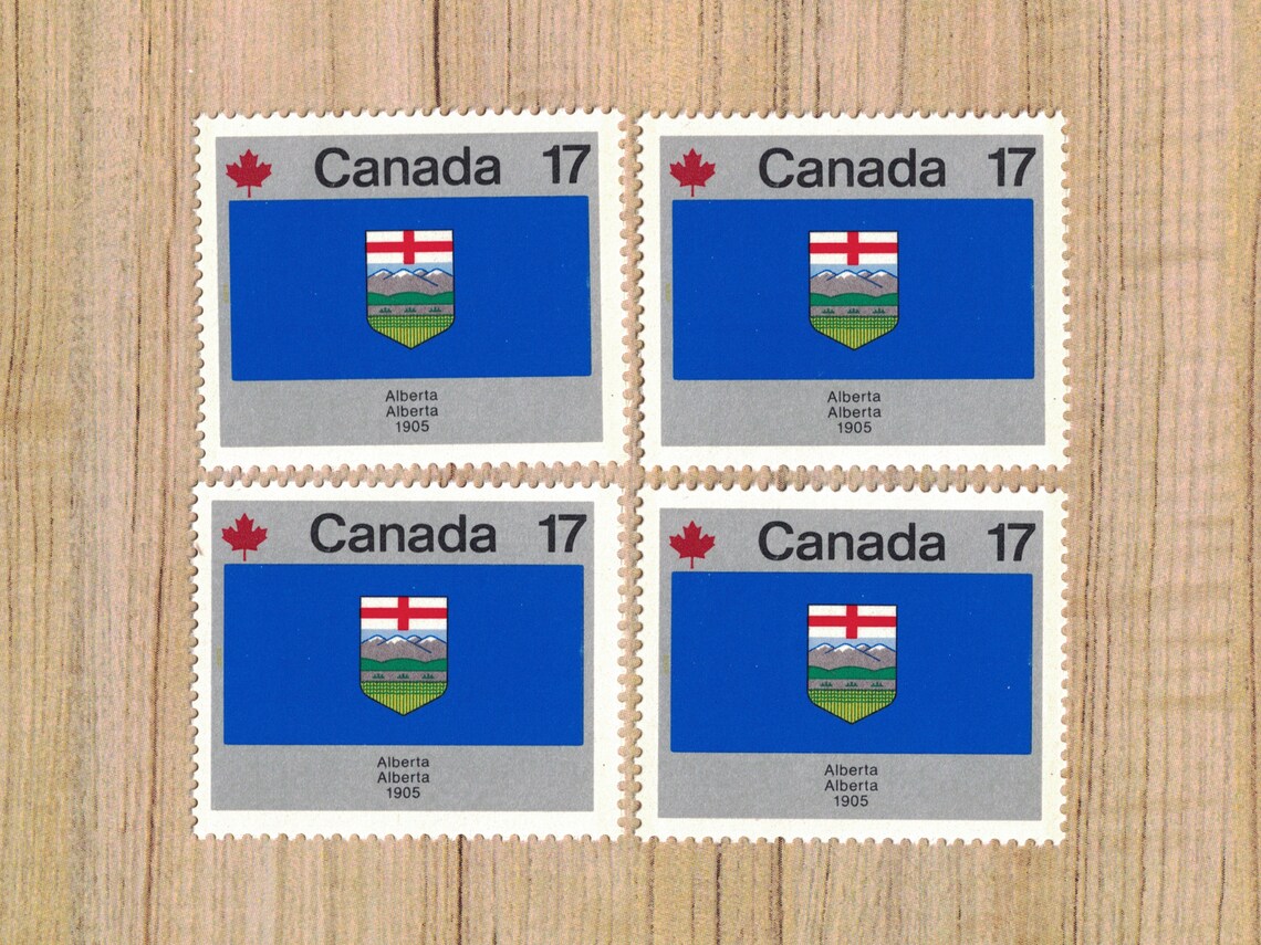 4 Alberta Flag Postage Stamps From Canada, 1979 Etsy Canada