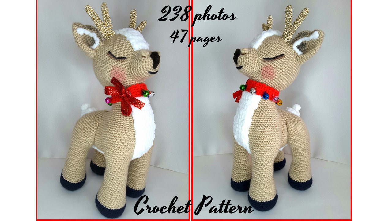 Crochet Toy Pattern, Amigurumi Deer Pattern, Christmas Reindeer Toy t…