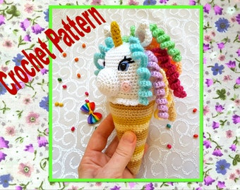 Crochet Unicorn Rattle Pattern, Amigurumi Rattle Toy Tutorial, Soft Baby Unicorn Pattern, DIY Handmade Ecofriendly Rattle