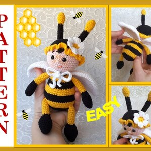 Spielzeug Biene häkeln Anleitung - Biene Häkelanleitung - Amigurumi Hummel Anleitung - Stoffbiene Anleitung - Biene häkeln Englisch PDF