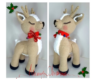 Modèle de jouet au crochet, modèle de cerf Amigurumi, tutoriel sur les animaux, modèle de jouet en peluche, renne au crochet, modèle de jouet PDF anglais, cadeau de Noël