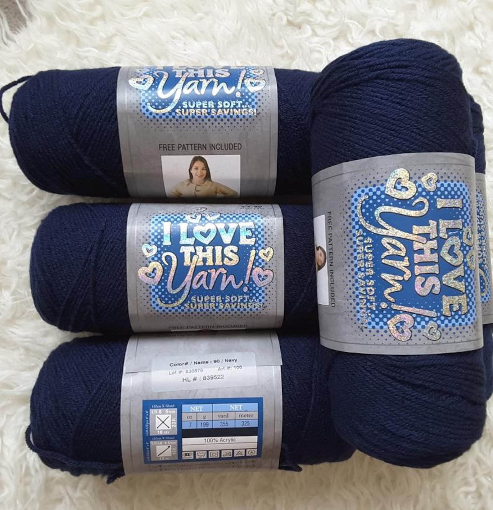 100 Acrylic Dark Blue yarn Knitting yarn Winter yarn Etsy