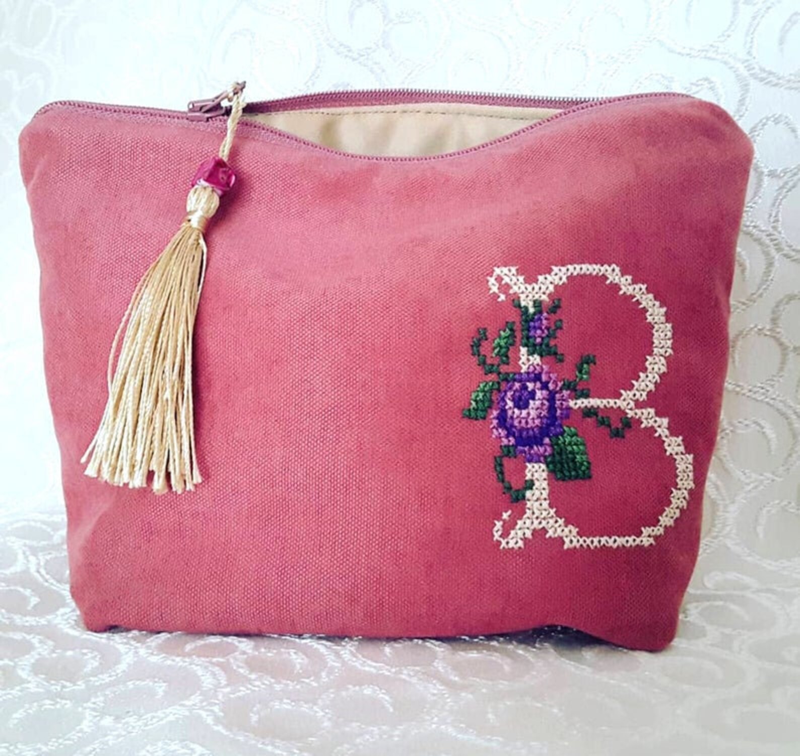 Personalized Embroidery clutch Cross Stitch velvet bag Etsy