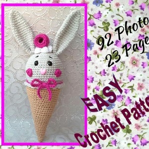 Rattle Rabbit Pattern, Ice-cream Pattern, Crochet Rattle Pattern, Baby Rabbit Rattle, Amigurumi Crochet Tutorial, Crochet for Baby, Baby Toy