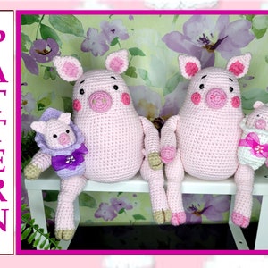 Crochet Pig Pattern, Amigurumi Pig and Piglet Pattern, Crochet Toy Pattern, Soft Pig and Piglet Handmade PDF, Cute Pig Tutorial, Animal DIY
