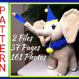 Crochet Elephant Pattern, Amigurumi Elephant English PDF, Amigurumi Toy Tutorial, Amigurumi Elephant Gift Pattern, Stuffed Animal Pattern